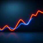График биткоина и рыночные индикаторы на темном фоне