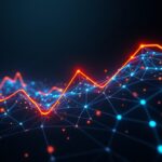 График и блокчейн элементы Cardano на темном фоне