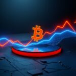 График биткоина и индексные линии на темно-графитовом фоне